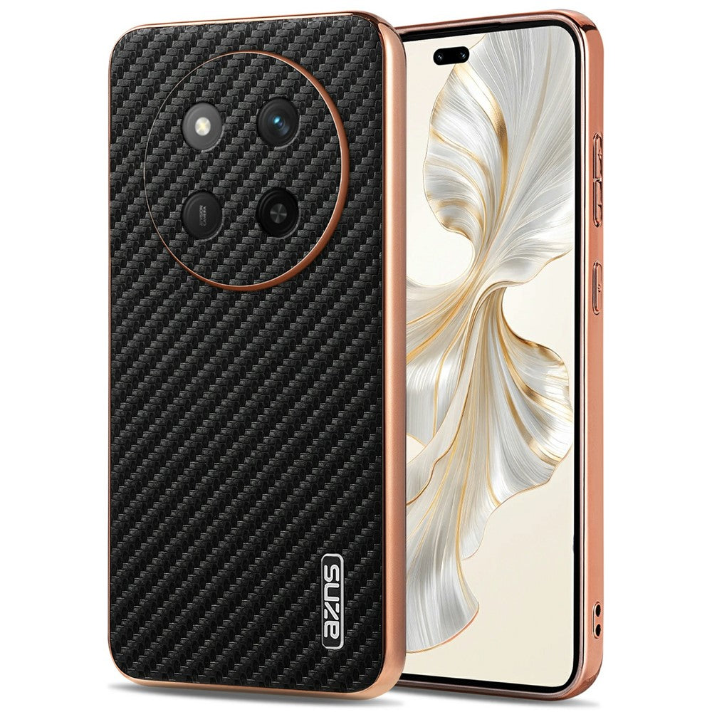 AZNS For Honor Magic7 Lite 5G / X9c 5G / X60 Pro 5G Case Electroplating Carbon Fiber Texture PU + TPU Phone Cover