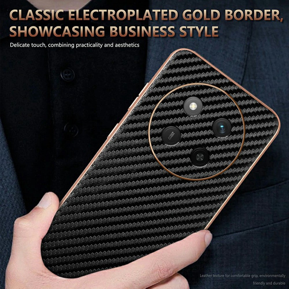 AZNS For Honor Magic7 Lite 5G / X9c 5G / X60 Pro 5G Case Electroplating Carbon Fiber Texture PU + TPU Phone Cover