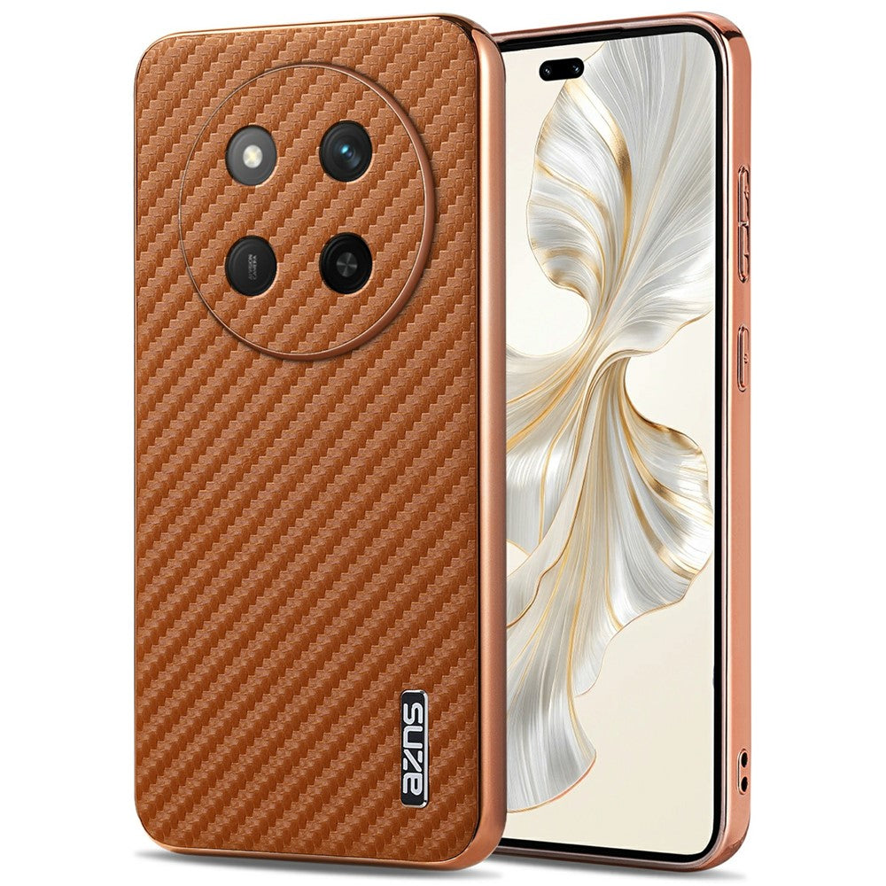 AZNS For Honor Magic7 Lite 5G / X9c 5G / X60 Pro 5G Case Electroplating Carbon Fiber Texture PU + TPU Phone Cover