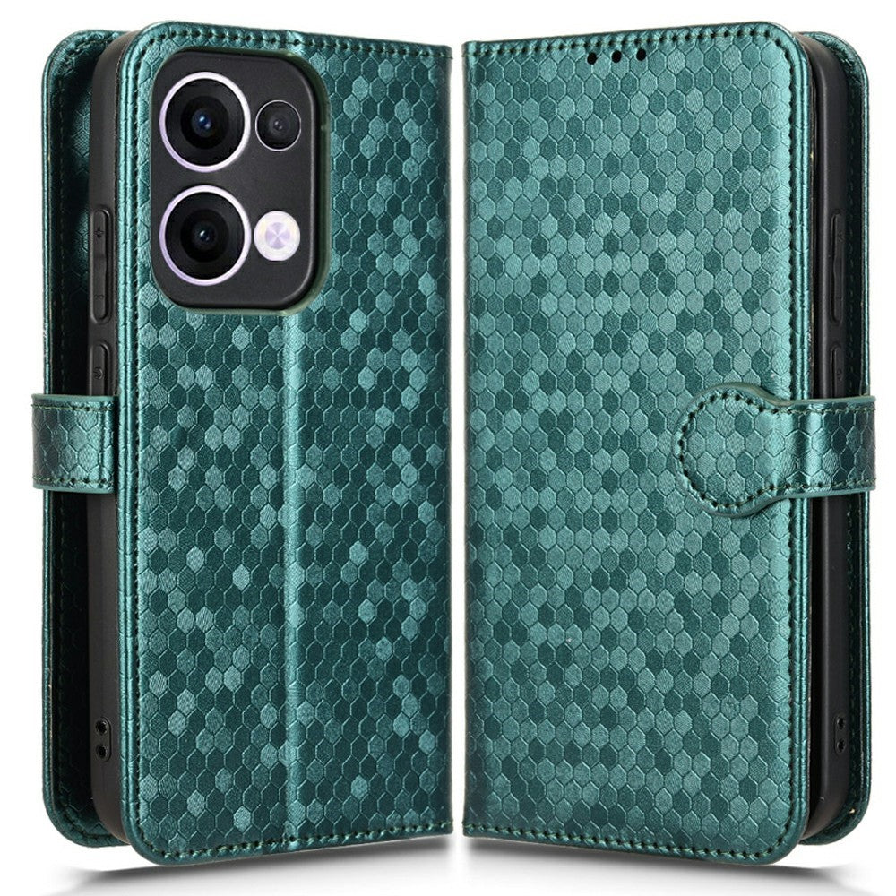 Oppo Reno13 5G (Global) Plånboksfodral med prickigt mönster och avtryck i PU-läder