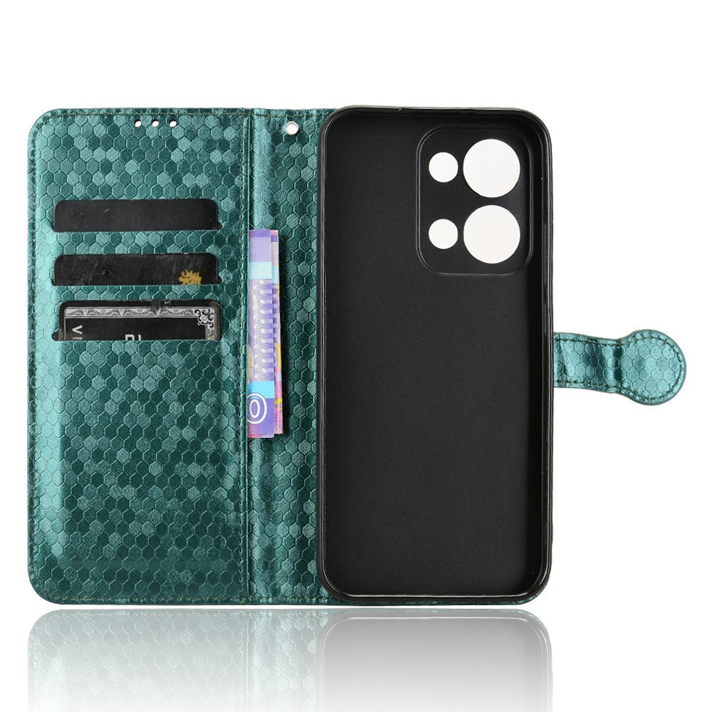 For Oppo Reno13 5G (Global) Wallet Case Dot Pattern Imprint PU Leather Phone Cover
