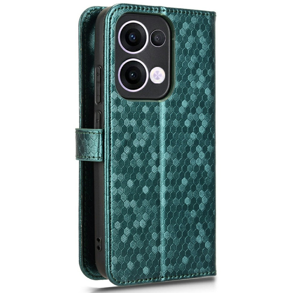 For Oppo Reno13 5G (Global) Wallet Case Dot Pattern Imprint PU Leather Phone Cover