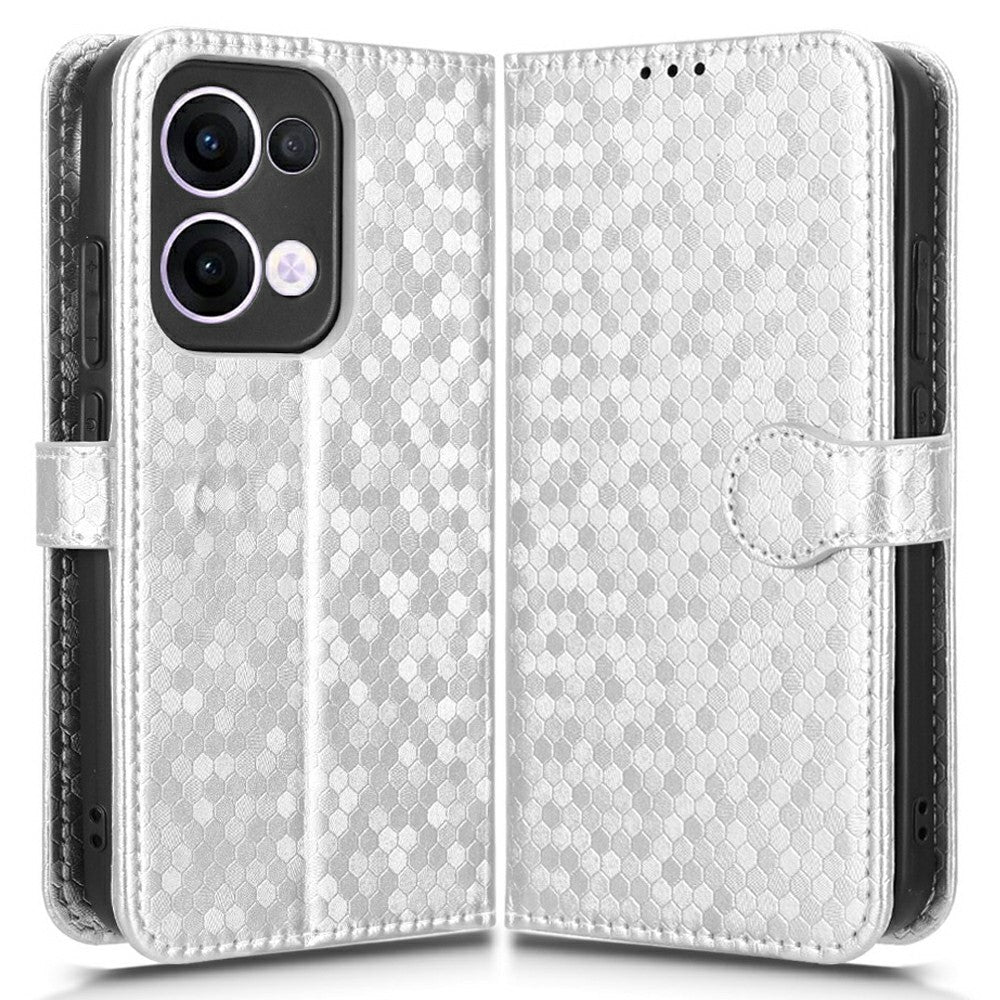 For Oppo Reno13 5G (Global) Wallet Case Dot Pattern Imprint PU Leather Phone Cover