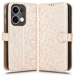 For Oppo Reno13 5G (Global) Wallet Case Dot Pattern Imprint PU Leather Phone Cover