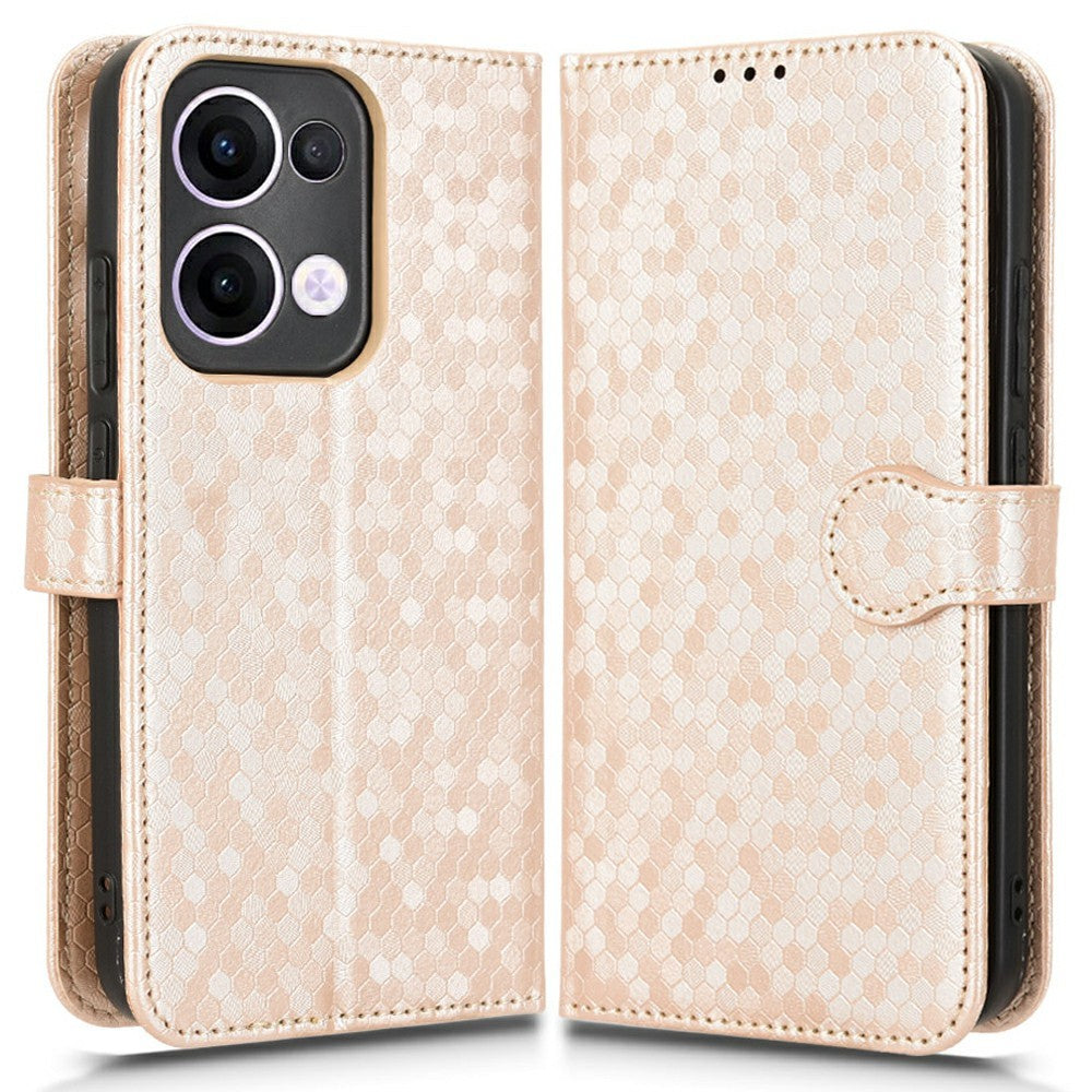 For Oppo Reno13 5G (Global) Wallet Case Dot Pattern Imprint PU Leather Phone Cover