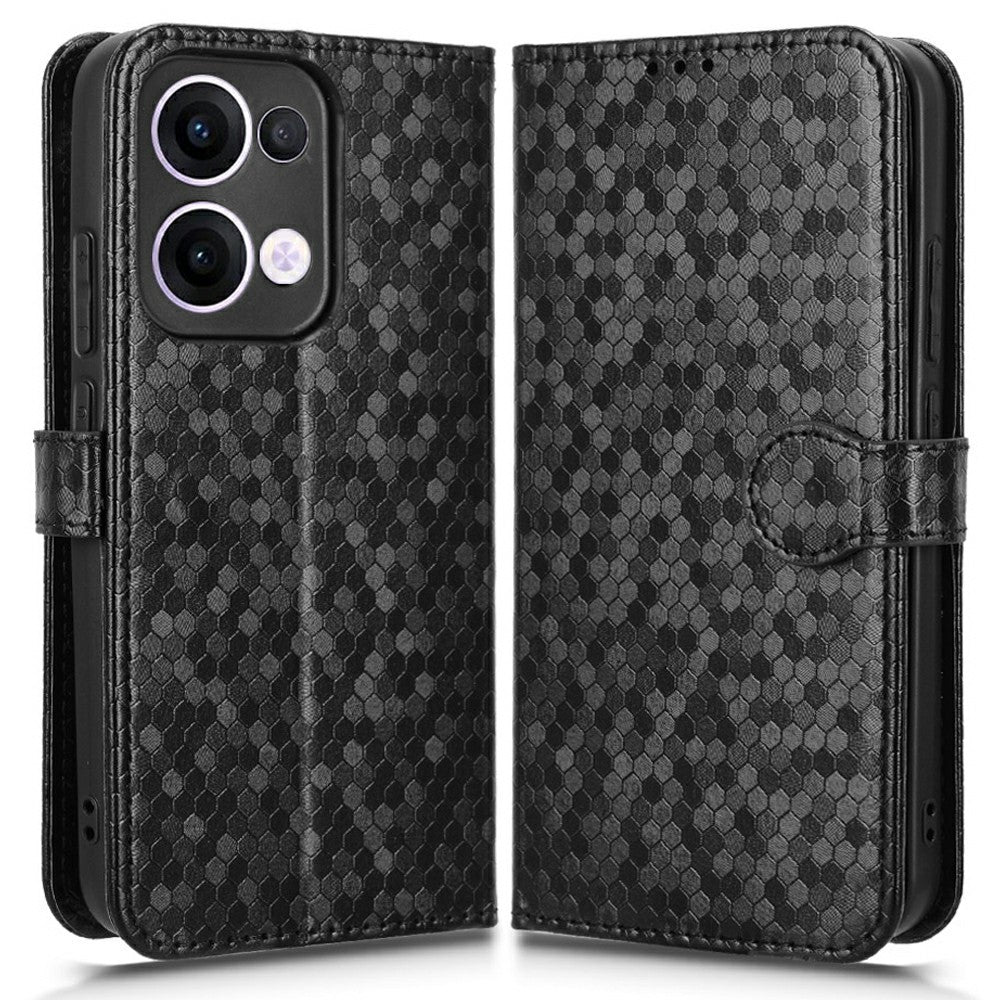 For Oppo Reno13 5G (Global) Wallet Case Dot Pattern Imprint PU Leather Phone Cover