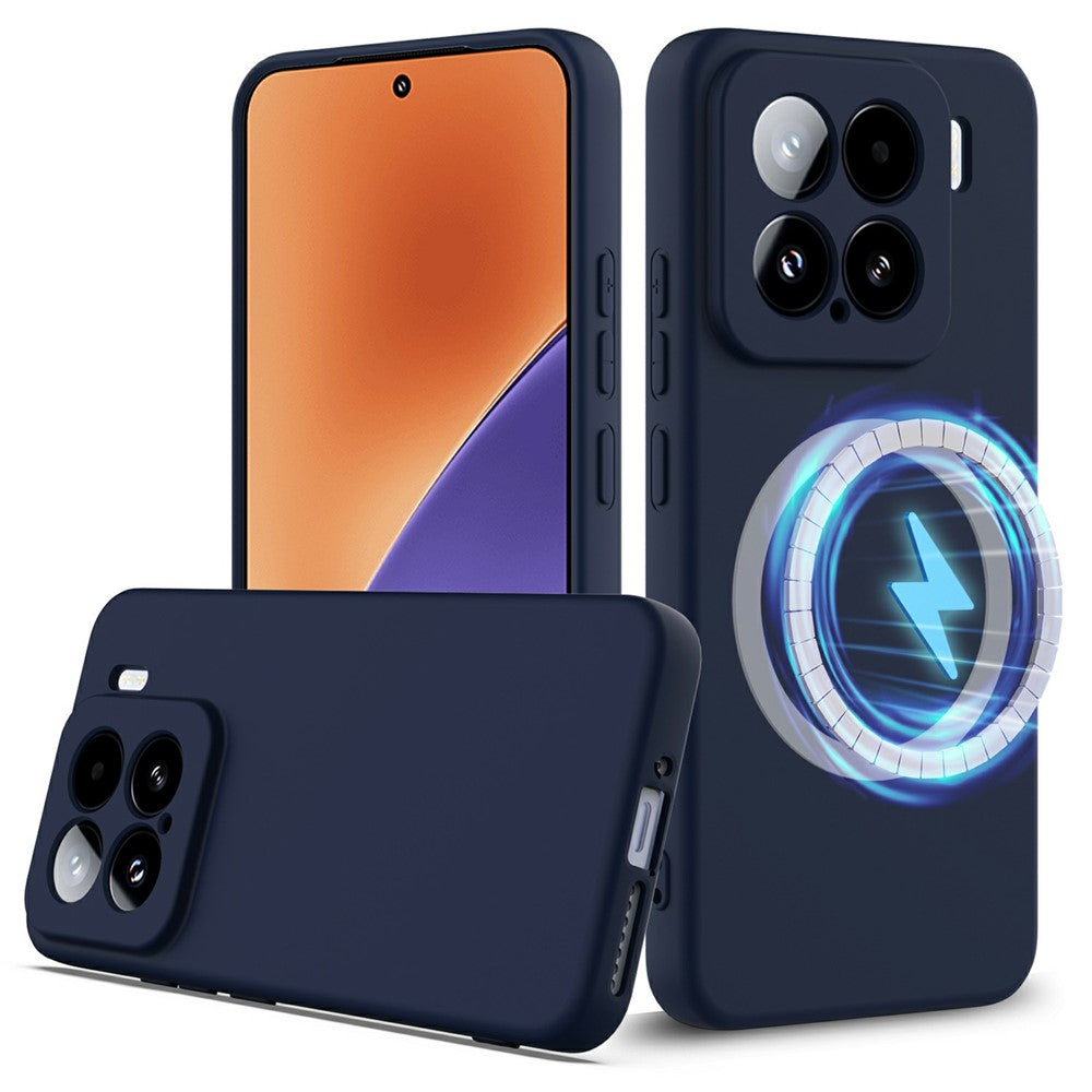 For Xiaomi 15 Magnetic Case Liquid Silicone Phone Cover with Lanyard