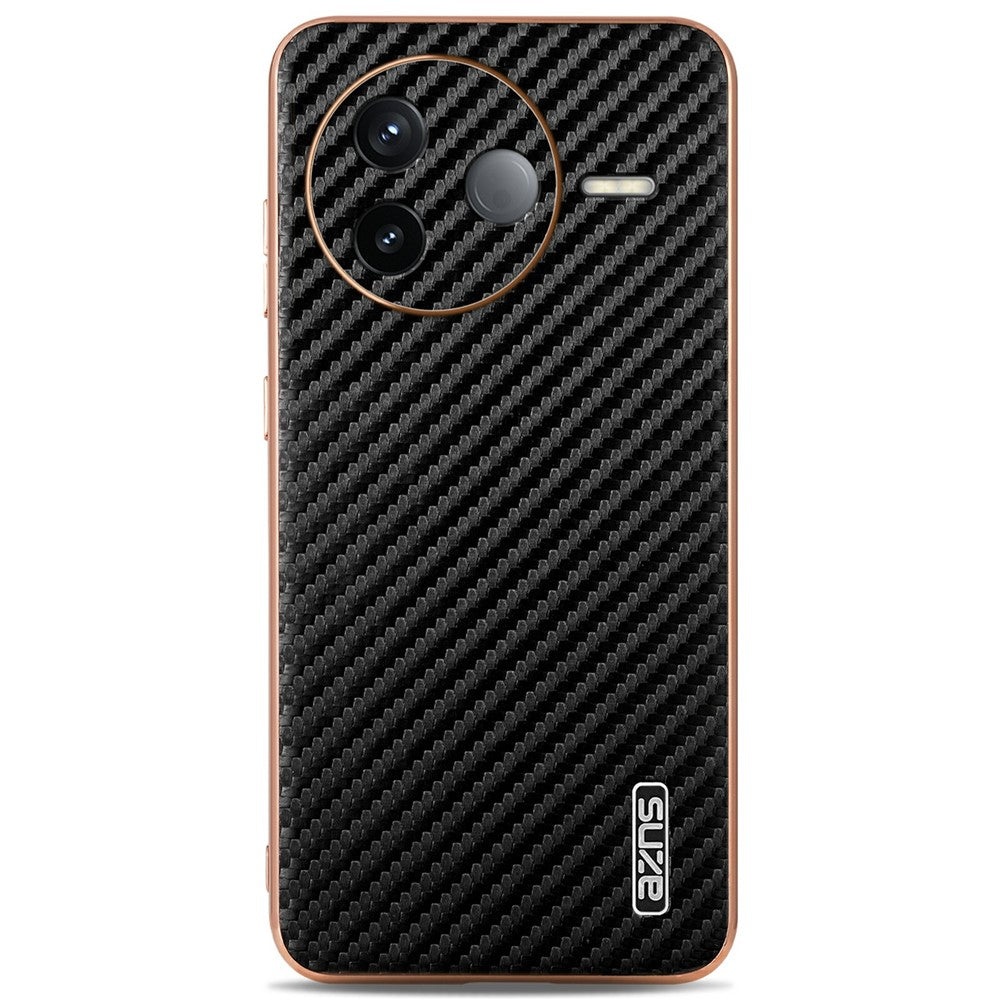 AZNS För Xiaomi Poco F7 Pro 5G / Redmi K80 5G Skal Elektroplätering Kolfiberstruktur PU + TPU mobilskal