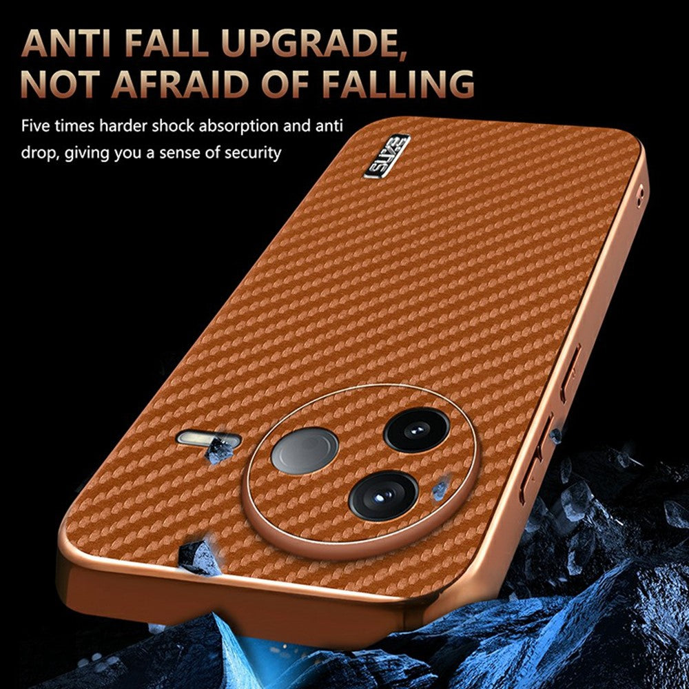 AZNS För Xiaomi Poco F7 Pro 5G / Redmi K80 5G Skal Elektroplätering Kolfiberstruktur PU + TPU mobilskal