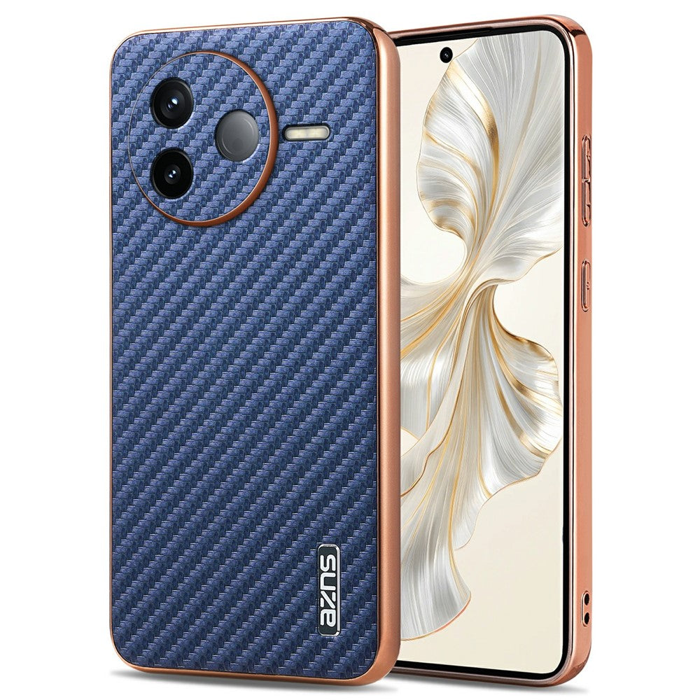 AZNS För Xiaomi Poco F7 Pro 5G / Redmi K80 5G Skal Elektroplätering Kolfiberstruktur PU + TPU mobilskal