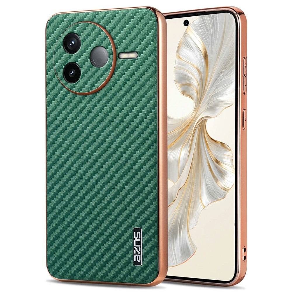 AZNS För Xiaomi Poco F7 Pro 5G / Redmi K80 5G Skal Elektroplätering Kolfiberstruktur PU + TPU mobilskal