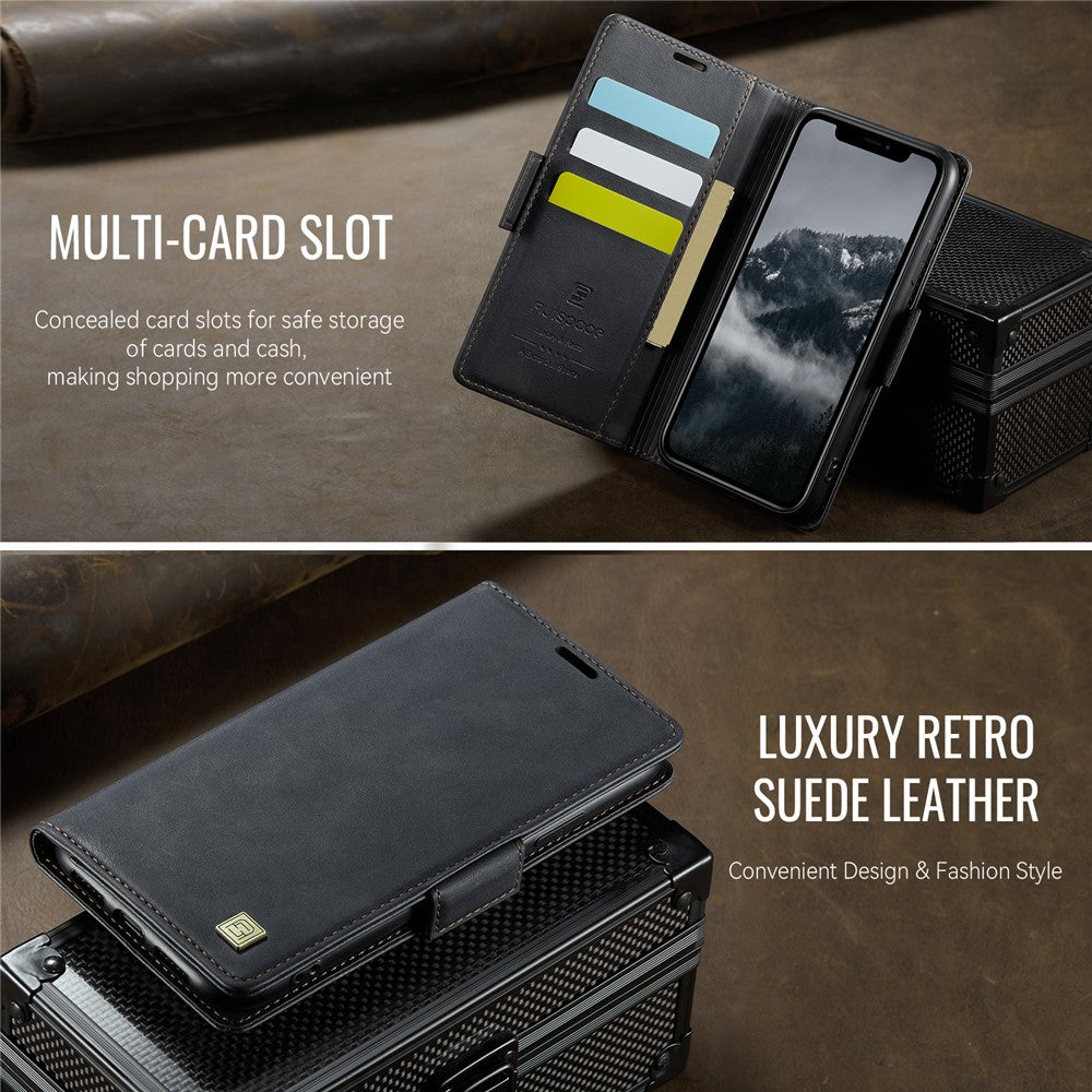 AUTSPACE For iPhone 11 Pro Case A11 RFID Blocking Retro Leather Cell Phone Wallet Cover