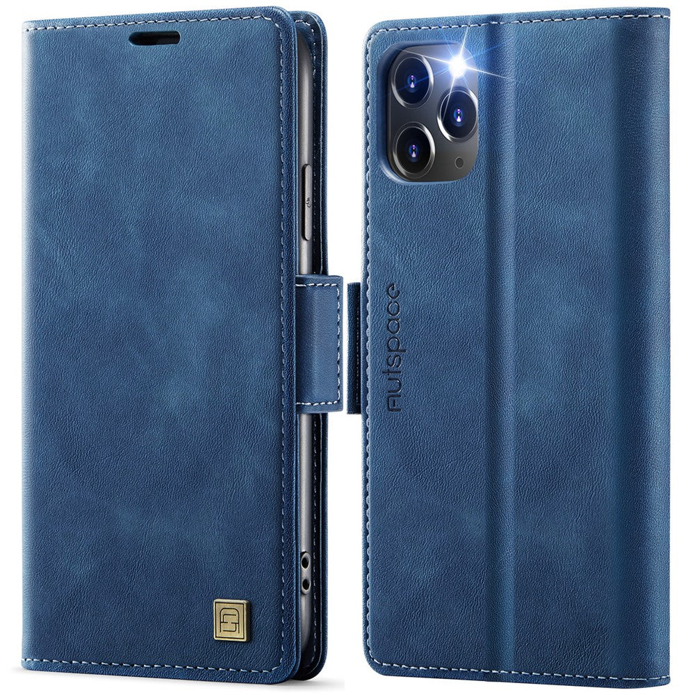 AUTSPACE For iPhone 11 Pro Case A11 RFID Blocking Retro Leather Cell Phone Wallet Cover