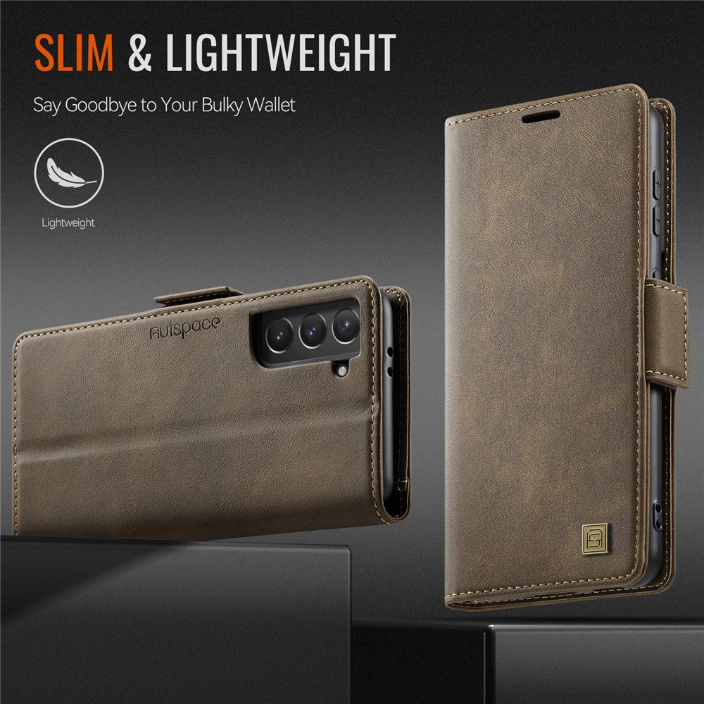 AUTSPACE For Samsung Galaxy S22+ 5G Case  A11 RFID Blocking Retro Leather Cell Phone Wallet Cover