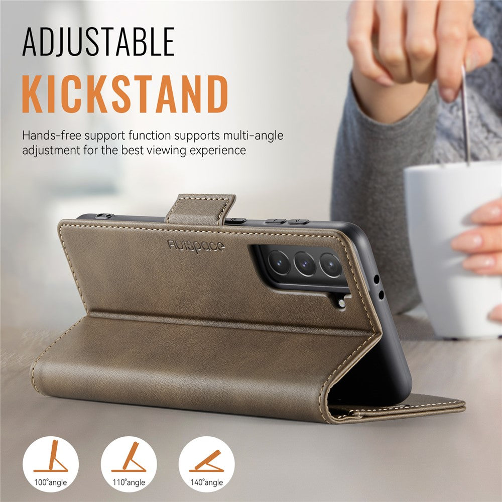 AUTSPACE For Samsung Galaxy S22+ 5G Case  A11 RFID Blocking Retro Leather Cell Phone Wallet Cover