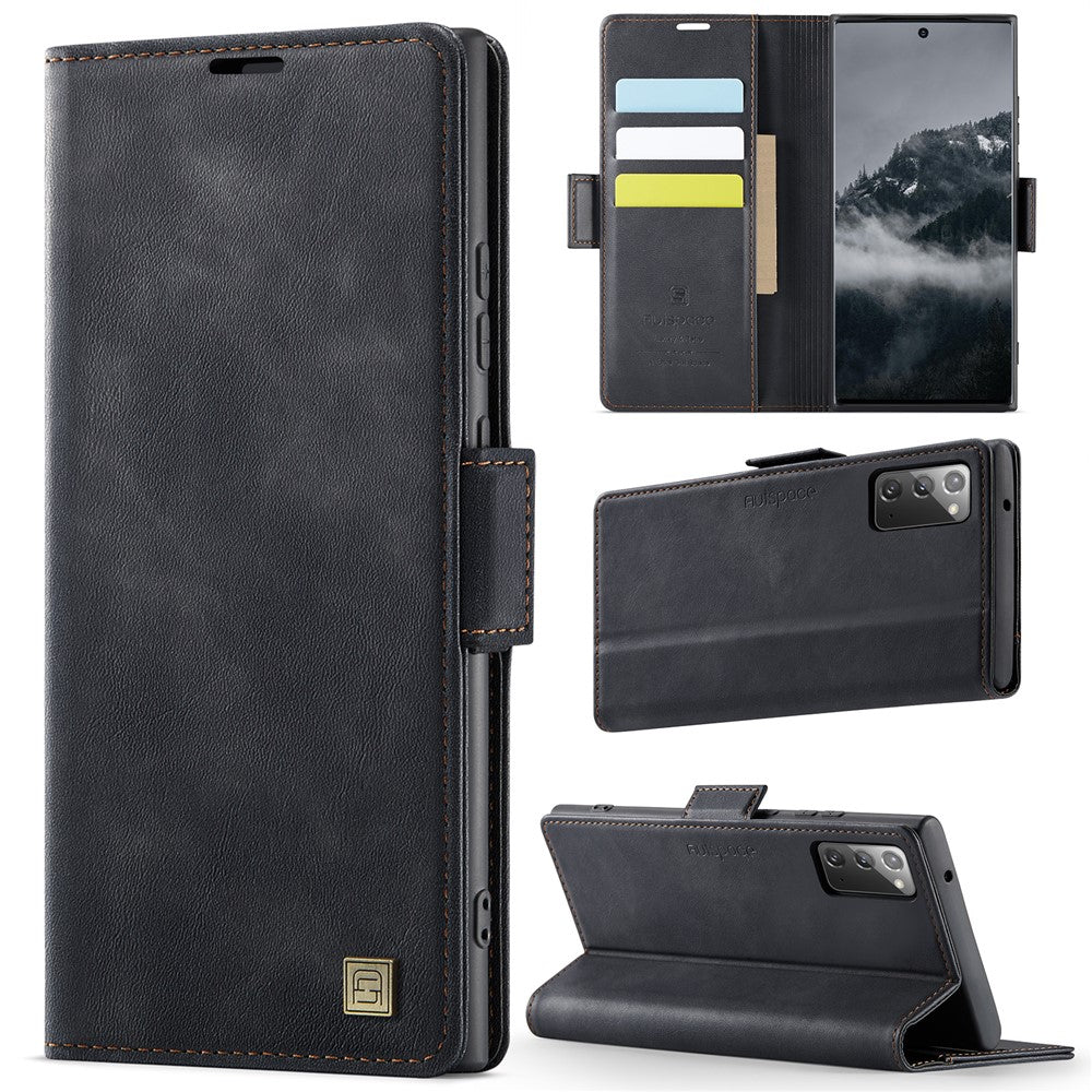 AUTSPACE For Samsung Galaxy Note20 5G Case  A11 RFID Blocking Retro Leather Cell Phone Wallet Cover