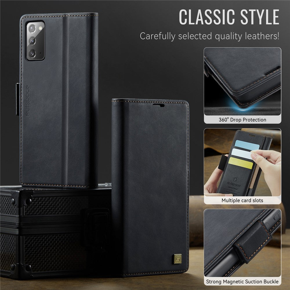 AUTSPACE For Samsung Galaxy Note20 5G Case  A11 RFID Blocking Retro Leather Cell Phone Wallet Cover