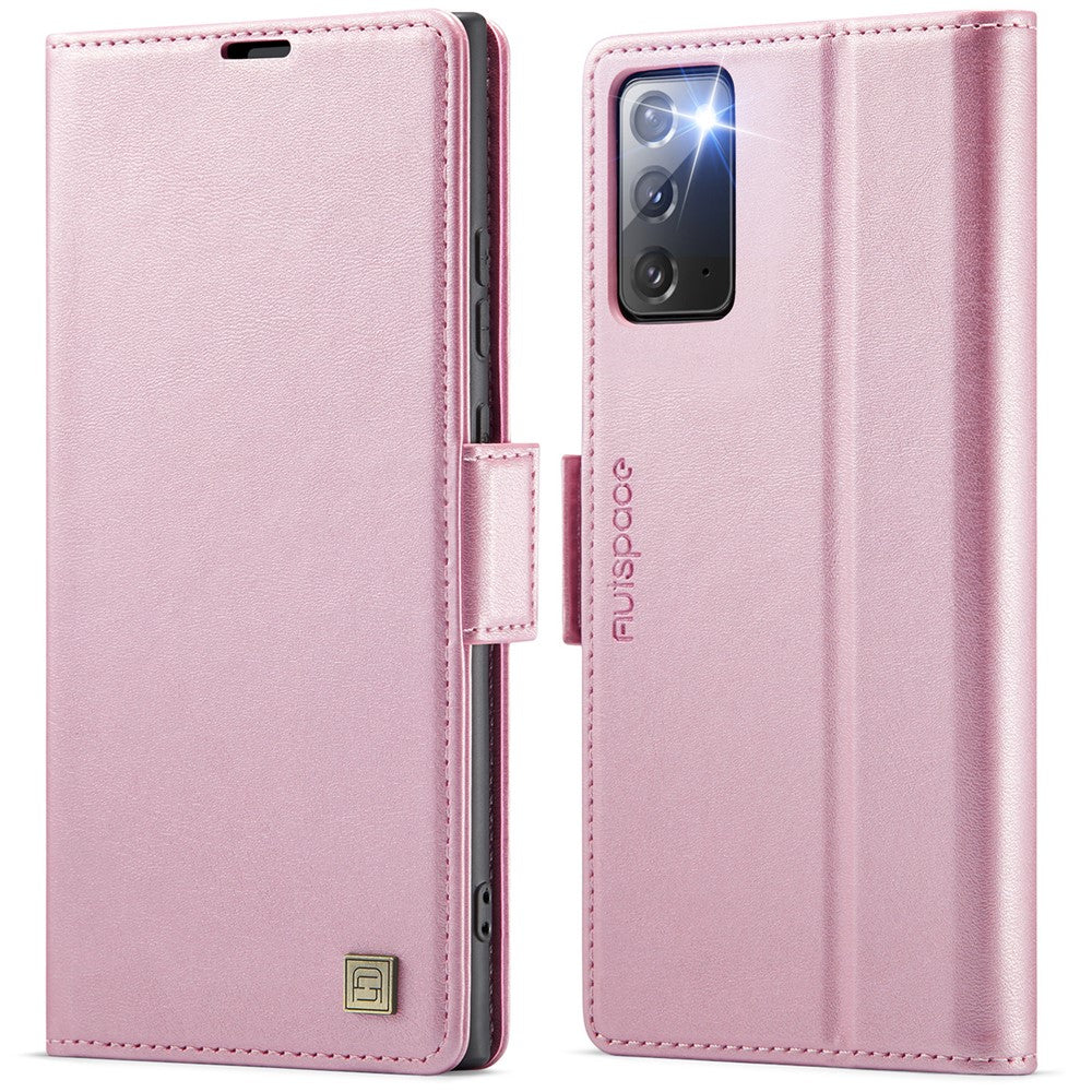 AUTSPACE För Samsung Galaxy Note20 5G Skal A11 RFID-blockerande Retro Läder Mobilmobil Plånboksfodral