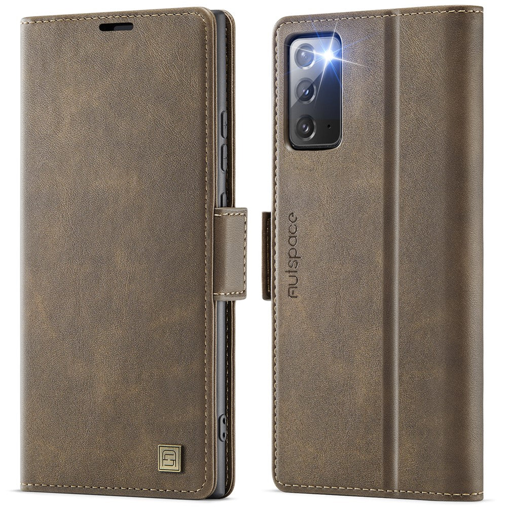 AUTSPACE For Samsung Galaxy Note20 5G Case  A11 RFID Blocking Retro Leather Cell Phone Wallet Cover