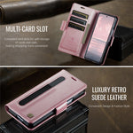 AUTSPACE For Samsung Galaxy Z Fold5 5G Case  A11 RFID Blocking Retro Leather Cell Phone Wallet Cover