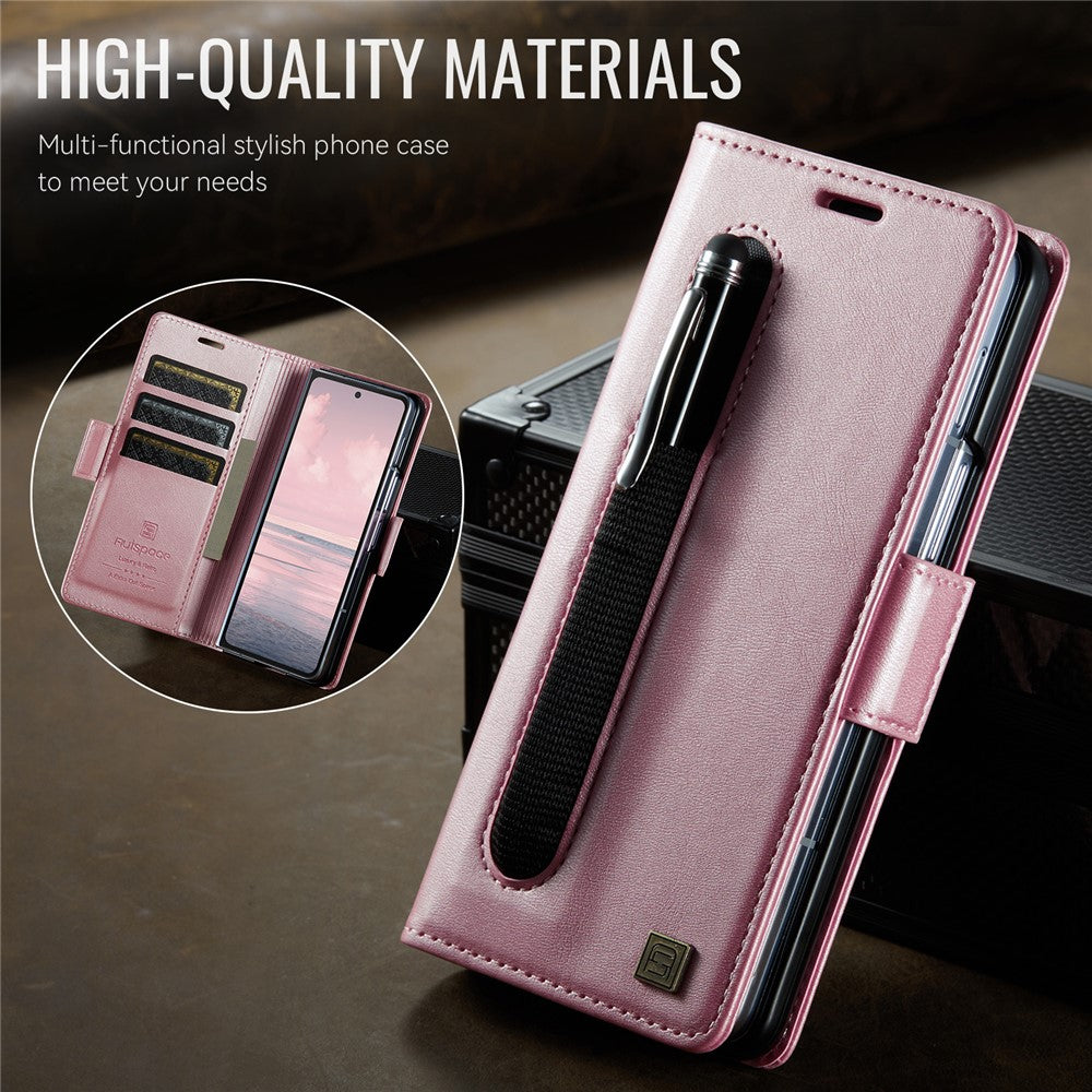 AUTSPACE For Samsung Galaxy Z Fold5 5G Case  A11 RFID Blocking Retro Leather Cell Phone Wallet Cover