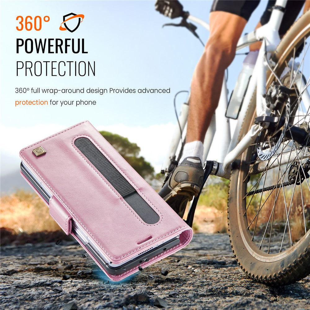 AUTSPACE For Samsung Galaxy Z Fold5 5G Case  A11 RFID Blocking Retro Leather Cell Phone Wallet Cover