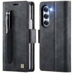 AUTSPACE For Samsung Galaxy Z Fold5 5G Case  A11 RFID Blocking Retro Leather Cell Phone Wallet Cover