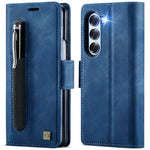 AUTSPACE For Samsung Galaxy Z Fold5 5G Case  A11 RFID Blocking Retro Leather Cell Phone Wallet Cover