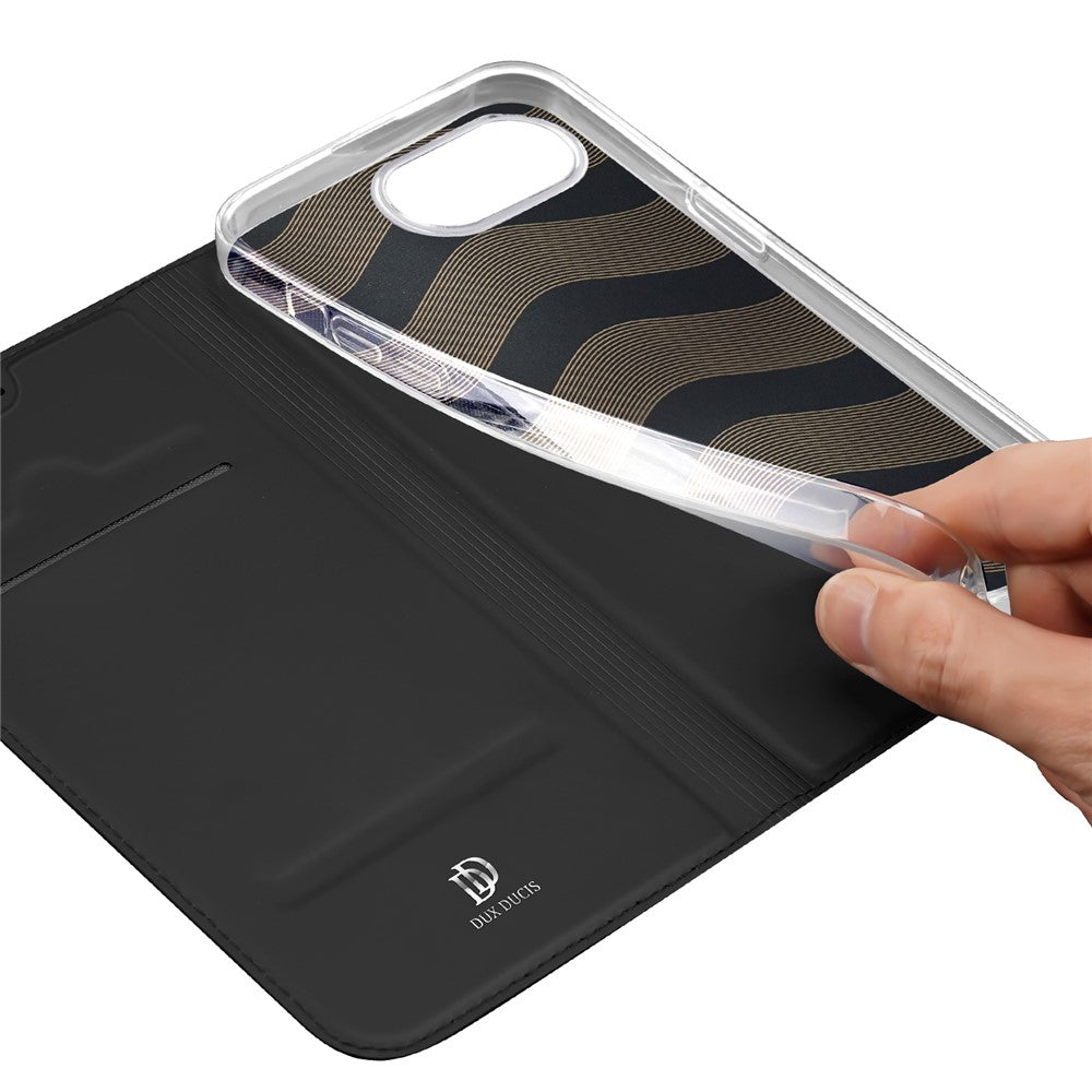 DUX DUCIS Skin Pro-serien til iPhone 17e/16e – lædercover med stander og kortholder