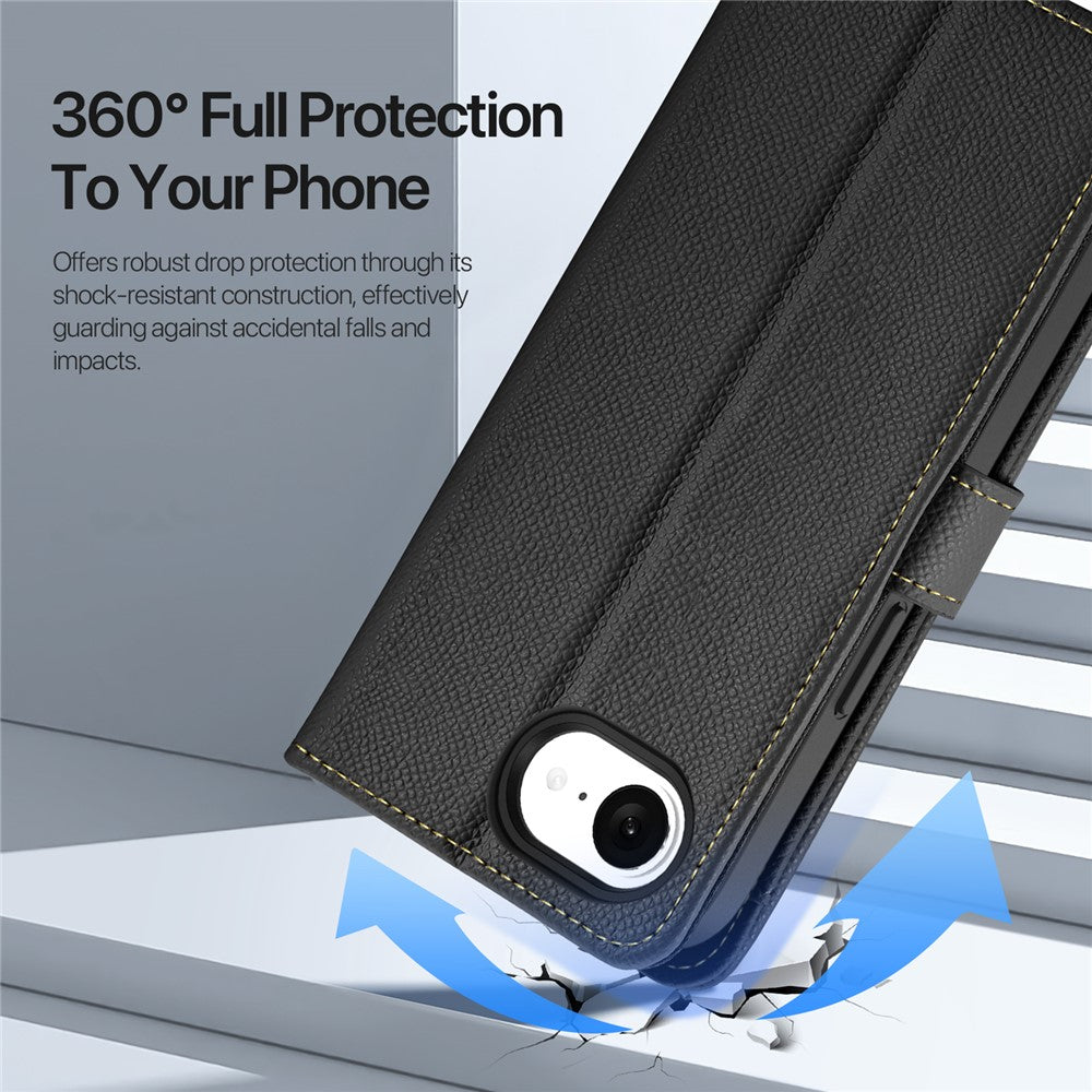 DUX DUCIS Lawa Series For iPhone 17e / 16e Case Detachable Magnetic Cowhide Leather Cover Zipper Wallet