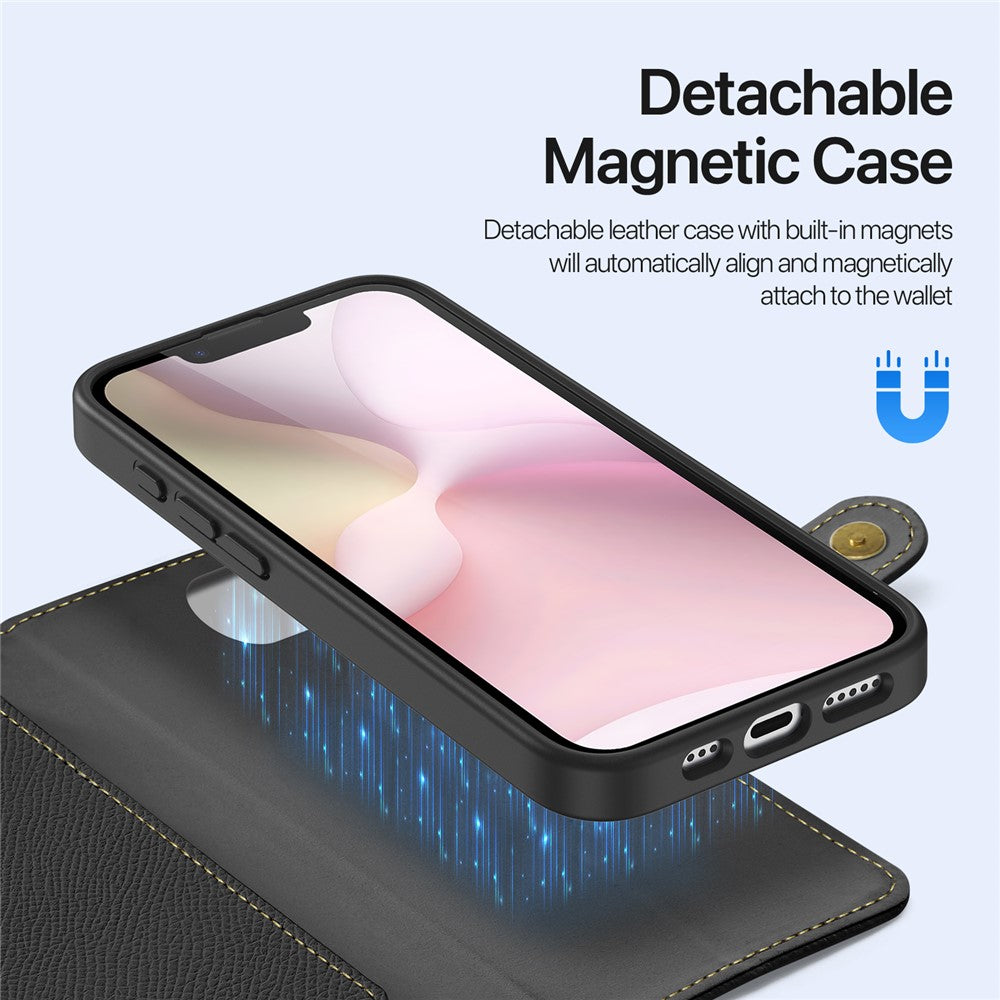 DUX DUCIS Lawa Series For iPhone 17e / 16e Case Detachable Magnetic Cowhide Leather Cover Zipper Wallet