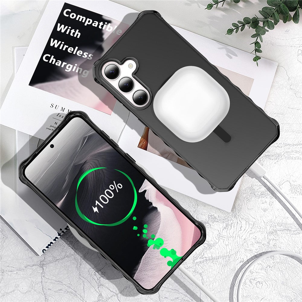 For Samsung Galaxy S25 / S24 Magnetic Case Small Wavy Edge PC + TPU Phone Cover