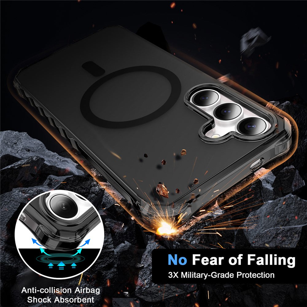 For Samsung Galaxy S25 / S24 Magnetic Case Small Wavy Edge PC + TPU Phone Cover