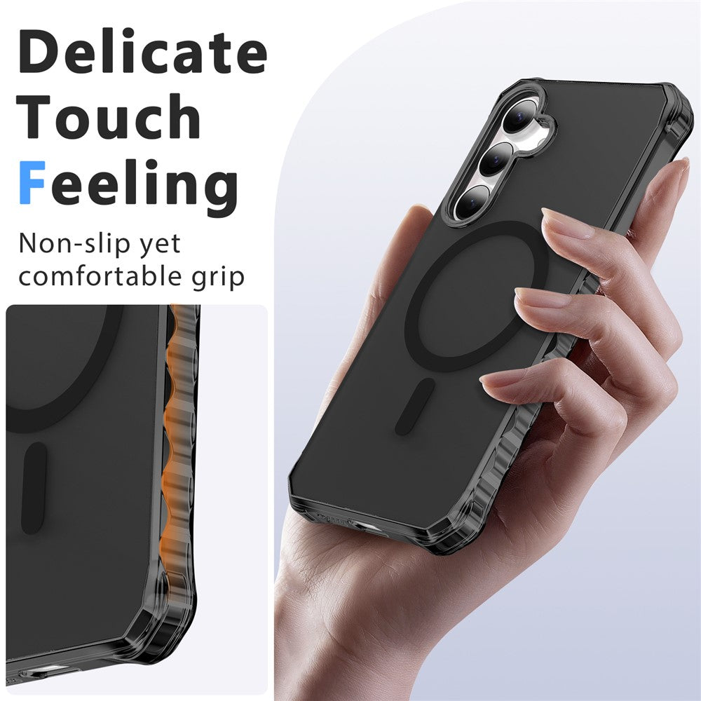 For Samsung Galaxy S25 / S24 Magnetic Case Small Wavy Edge PC + TPU Phone Cover