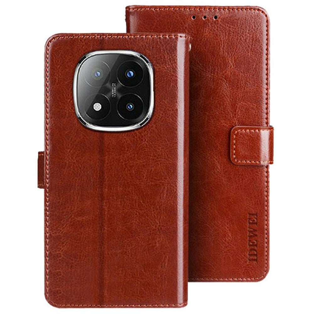 IDEWEI For Xiaomi Redmi Note 14 Pro+ 5G Stand Case Crazy Horse Texture Leather Phone Cover