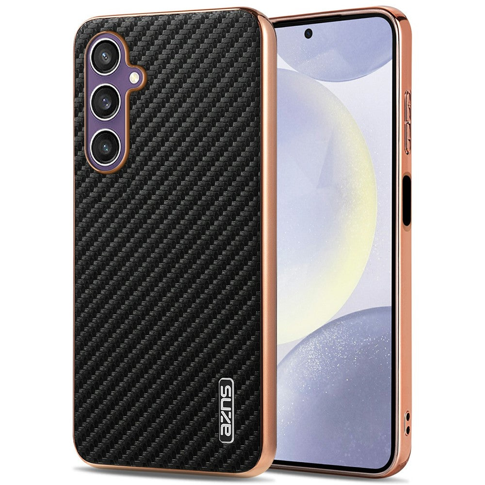 AZNS For Samsung Galaxy A05s 4G  /  M14 4G Case Electroplating Carbon Fiber Texture PU + TPU Phone Cover