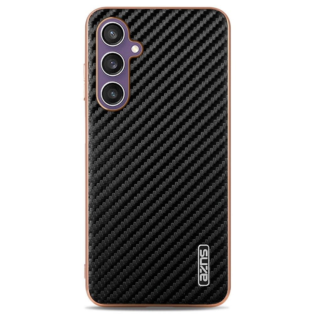 AZNS For Samsung Galaxy A05s 4G  /  M14 4G Case Electroplating Carbon Fiber Texture PU + TPU Phone Cover