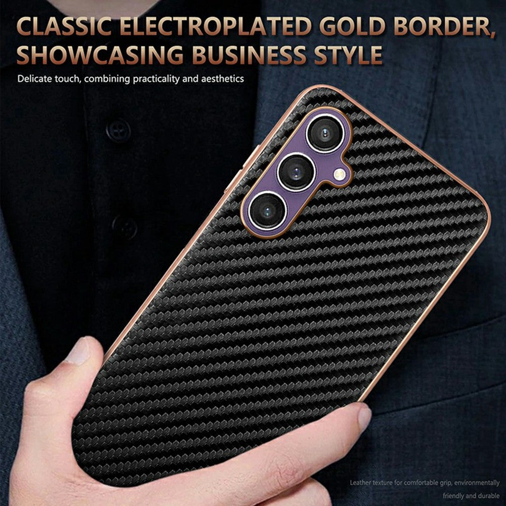 AZNS For Samsung Galaxy A05s 4G  /  M14 4G Case Electroplating Carbon Fiber Texture PU + TPU Phone Cover