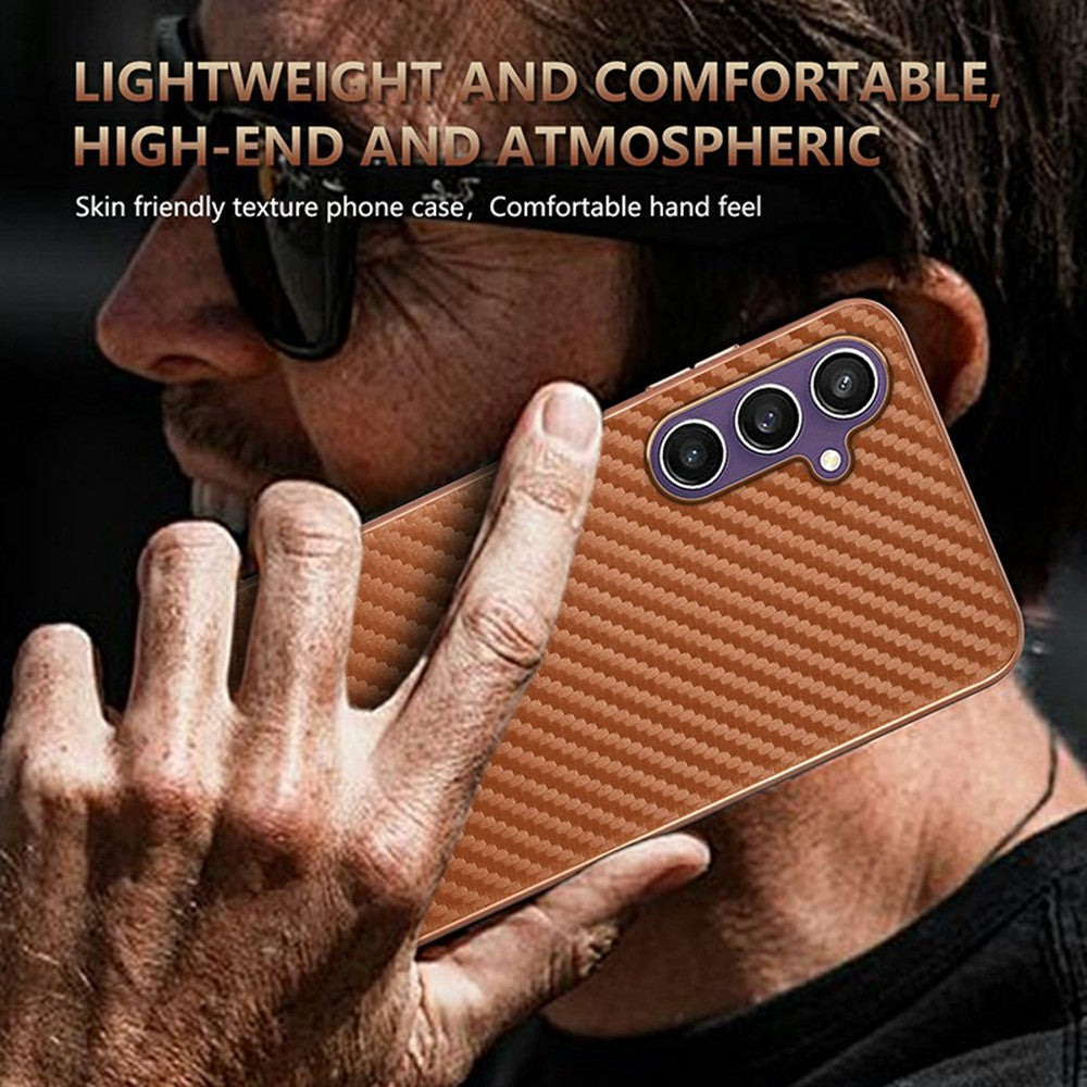 AZNS For Samsung Galaxy A05s 4G  /  M14 4G Case Electroplating Carbon Fiber Texture PU + TPU Phone Cover