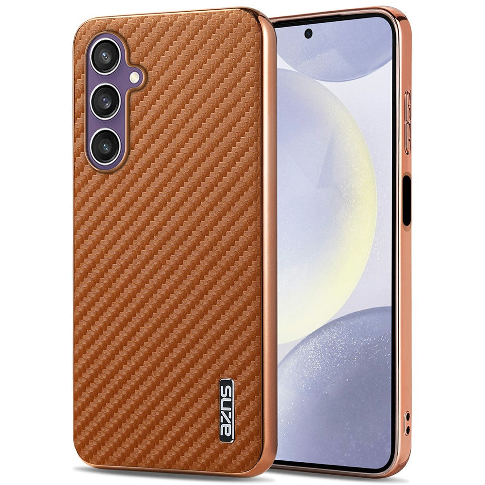 AZNS For Samsung Galaxy A05s 4G  /  M14 4G Case Electroplating Carbon Fiber Texture PU + TPU Phone Cover