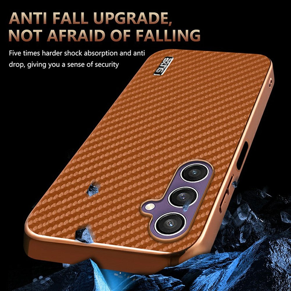 AZNS til Samsung Galaxy A16 5G / 4G Cover Elektroplettering Kulfibertekstur PU + TPU Telefoncover