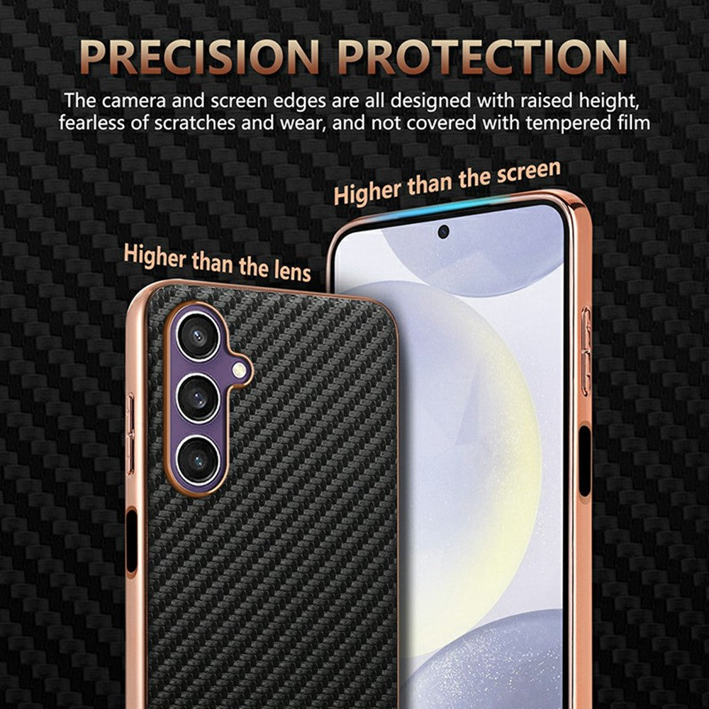AZNS til Samsung Galaxy A16 5G / 4G Cover Elektroplettering Kulfibertekstur PU + TPU Telefoncover