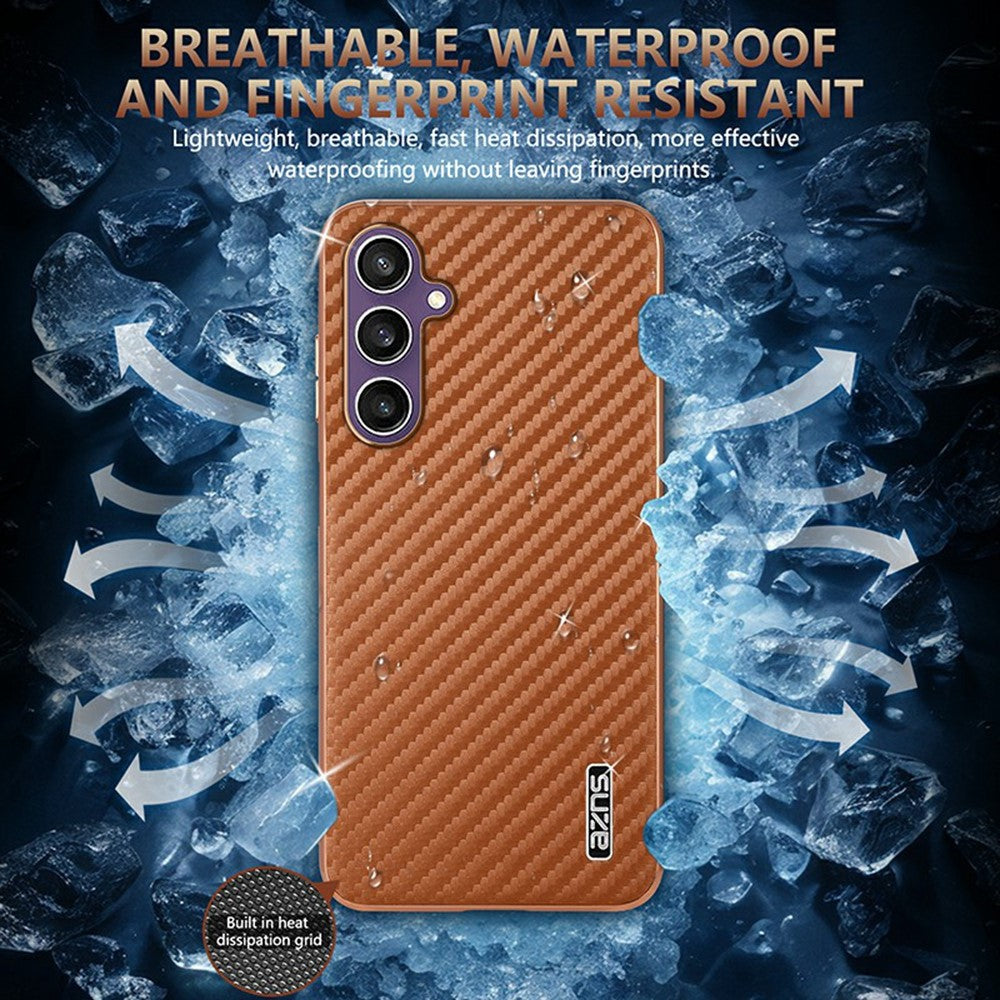 AZNS til Samsung Galaxy A16 5G / 4G Cover Elektroplettering Kulfibertekstur PU + TPU Telefoncover