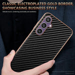 AZNS til Samsung Galaxy A16 5G / 4G Cover Elektroplettering Kulfibertekstur PU + TPU Telefoncover
