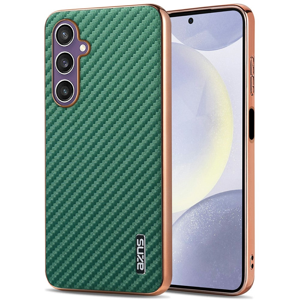 AZNS til Samsung Galaxy A16 5G / 4G Cover Elektroplettering Kulfibertekstur PU + TPU Telefoncover