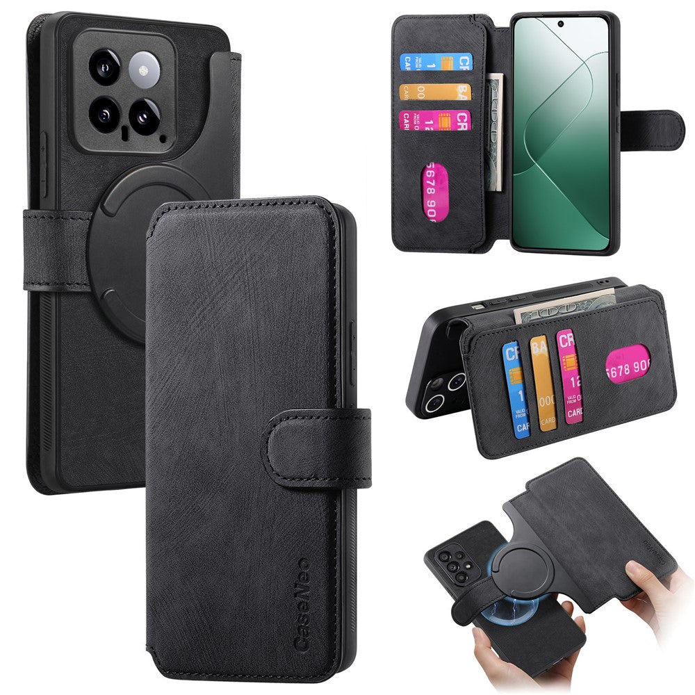 CASENEO For Xiaomi 14 Magnetic Case  Detachable Leather Phone Wallet Cover