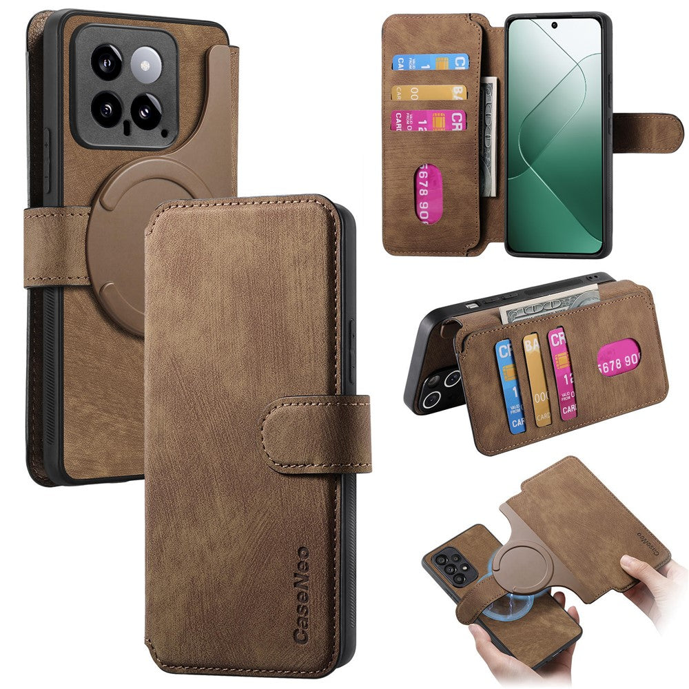 CASENEO For Xiaomi 14 Magnetic Case  Detachable Leather Phone Wallet Cover