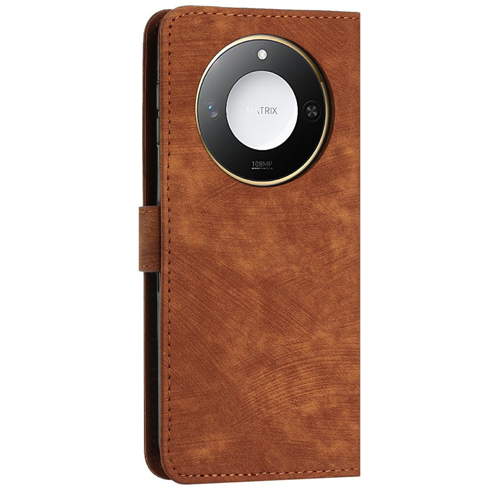 For Honor X9c Smart 5G / X60 5G Case Imprinted Lines Leather Phone Cover Folding Stand