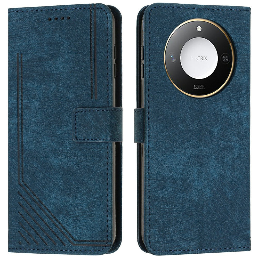 For Honor X9c Smart 5G / X60 5G Case Imprinted Lines Leather Phone Cover Folding Stand