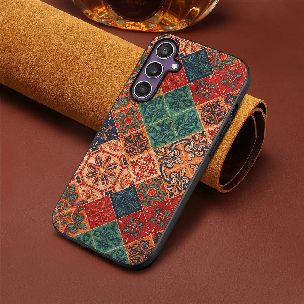 For Samsung Galaxy S25 Case Flower Print PU Leather + PC + TPU Phone Cover